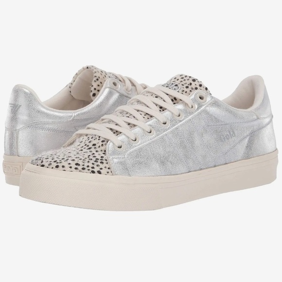Gola Orchid II Cheetah silver leather sneakers 10 - Picture 1 of 12